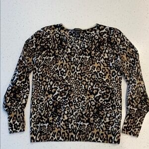 Talbots Chic Animal Print Pullover Women's Wool M Work Casual Party Weekend